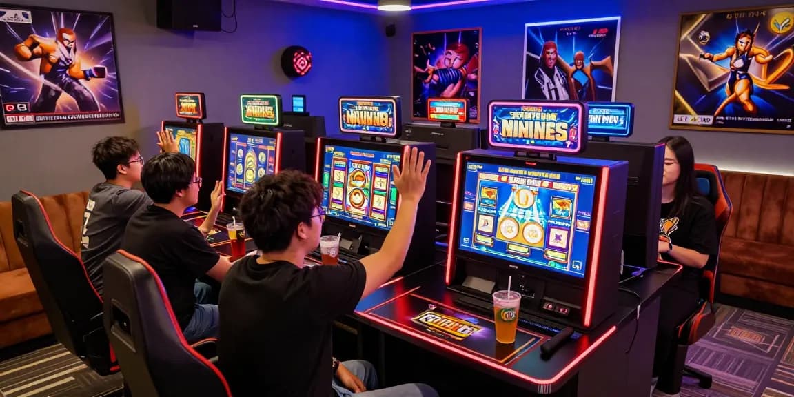 Pengalaman bermain permainan online di Situs Sis77, dengan teman-teman merayakan kemenangan di meja gaming modern.