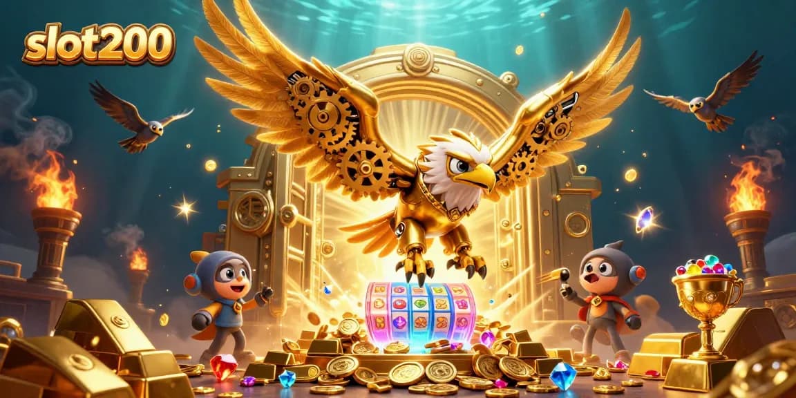 Menangkan berbagai permainan menarik di slot200 dengan ilustrasi kasino yang berwarna-warni dan dinamis.