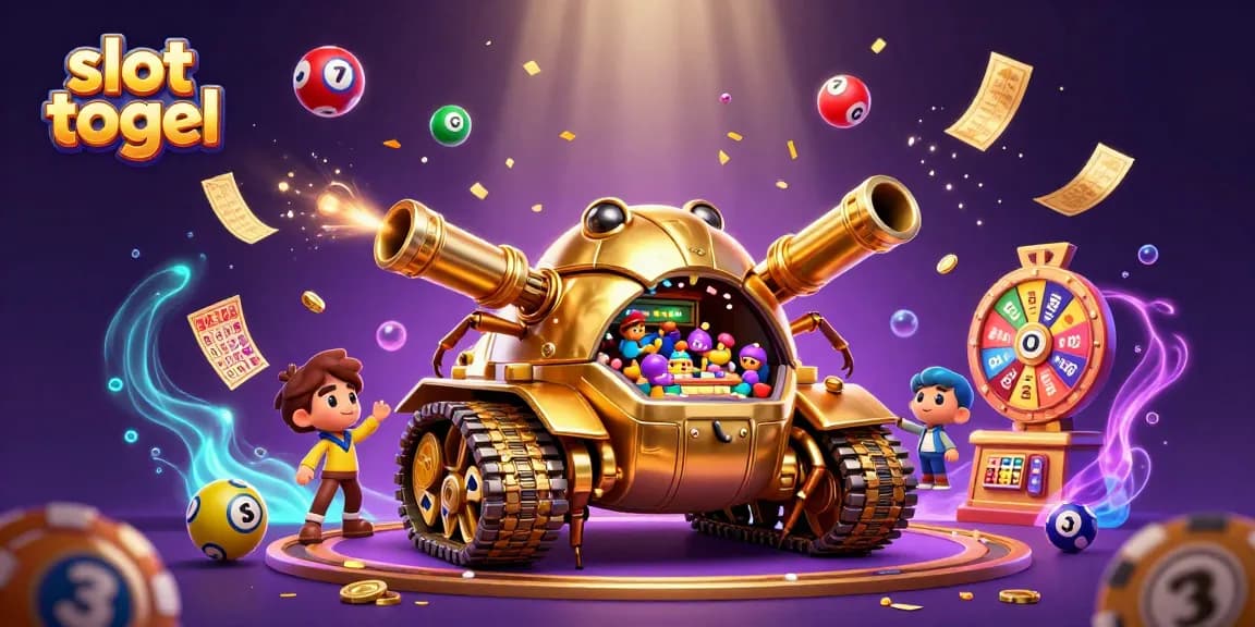 Experience the thrill of slot togel with vibrant lottery balls and a mini casino inside a golden beetle tank.