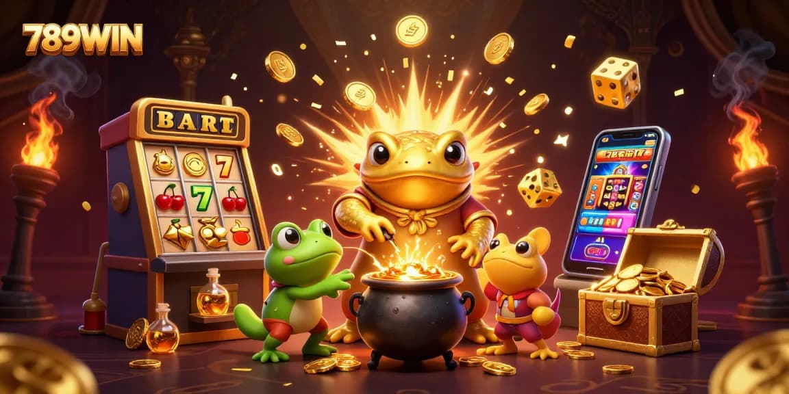 Experience thrilling wins at 789WIN with our immersive 3D casino scene filled with gold!