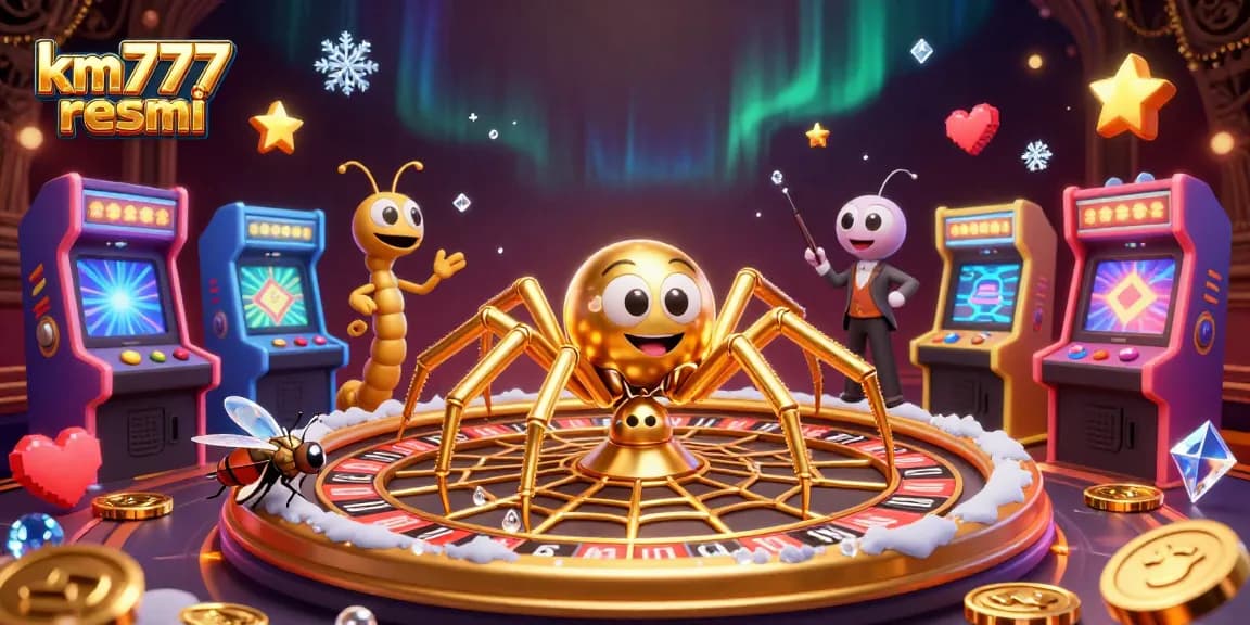 Bet on vibrant games with km777 resmi at a dynamic casino illustrated scene.