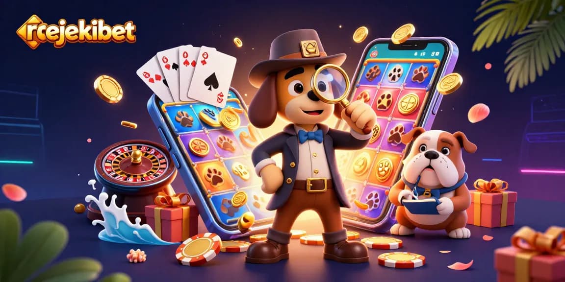 Play exciting slot games with rejekibet as a cartoon detective discovers treasures.