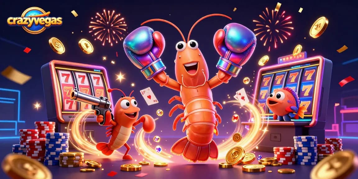 Spin the reels with crazyvegas at this vibrant casino scene featuring lucky symbols and energy.