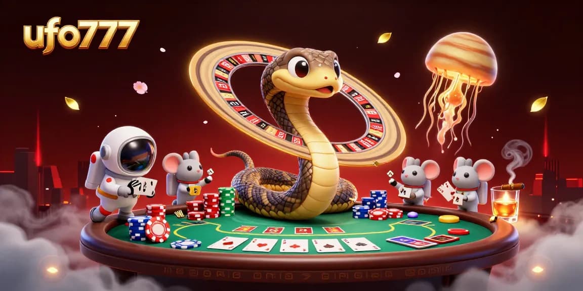 Engage in thrilling gameplay with ufo777's vibrant casino scene featuring unique characters and rich elements.