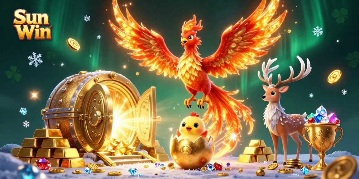 Experience the thrill of Sun Win with vibrant casino elements and captivating 3D illustrations.
