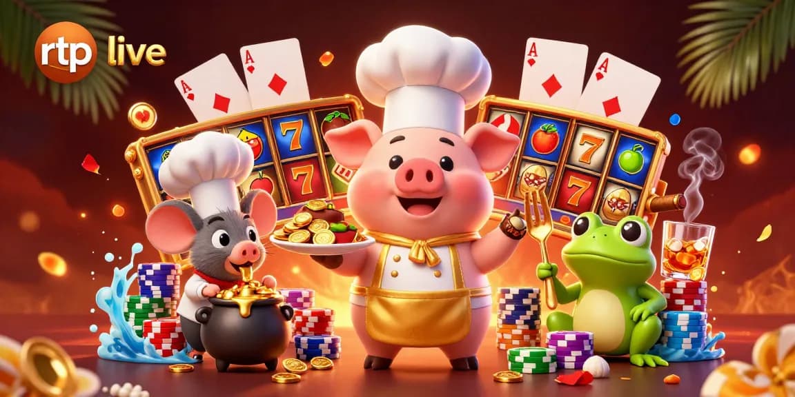 Engage with rtp live as a chef pig serves gold coins, enhancing your slot experience.