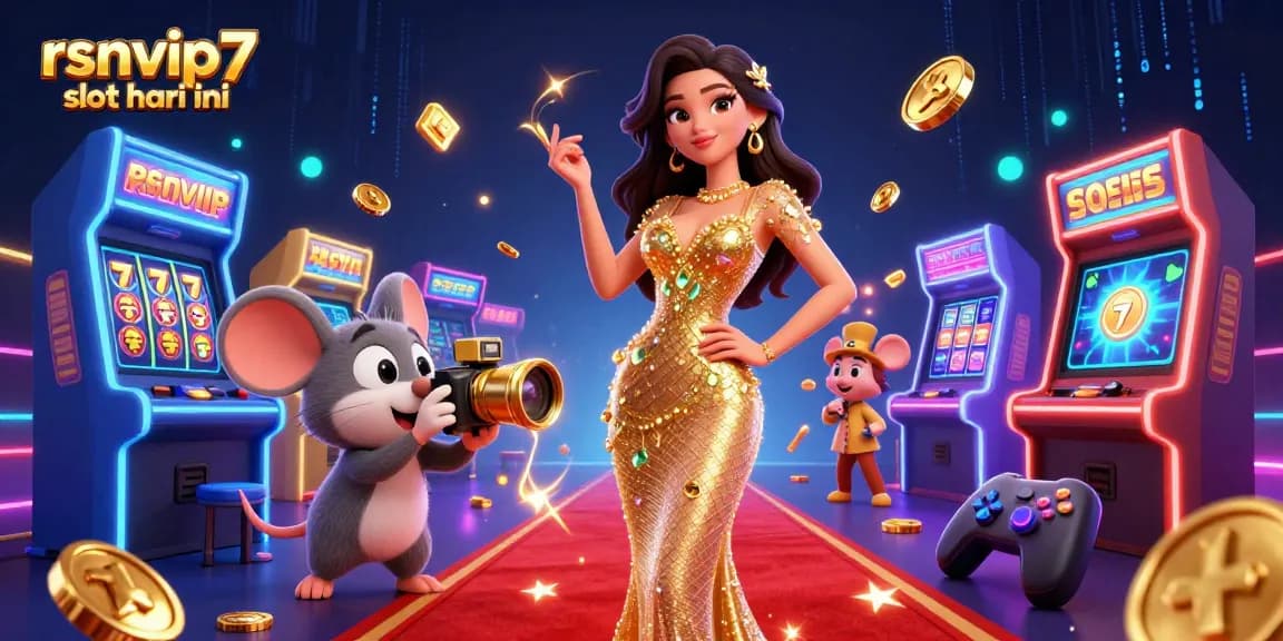 Experience the excitement of rsvnip7 slot hari ini with engaging 3D art featuring vibrant game elements.
