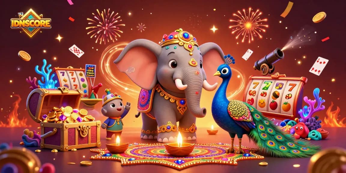 IDNSCORE creates a vibrant slot gaming experience with dazzling colors and dynamic game elements.