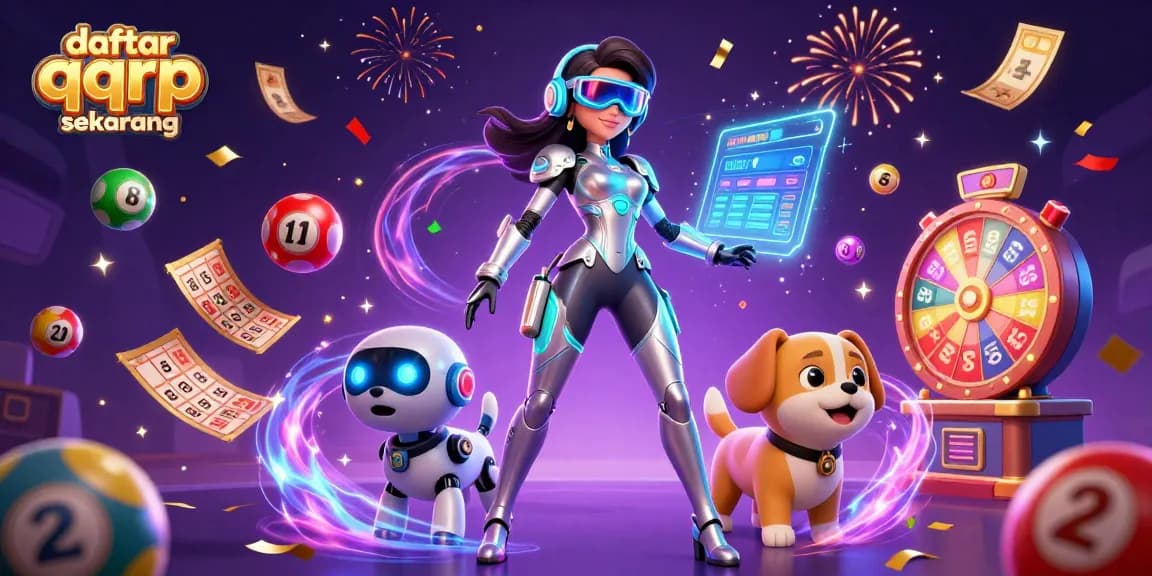 Experience the thrill of daftar qqrp sekarang with vibrant lottery elements and exciting casino visuals.