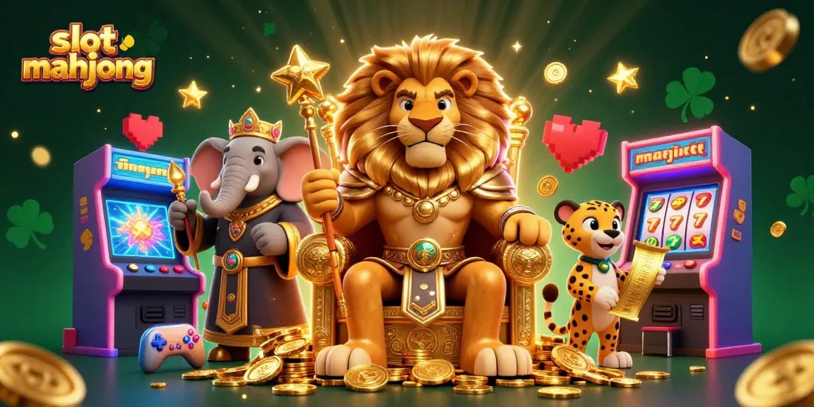 Experience the excitement of slot mahjong with colorful characters and vibrant gambling visuals.