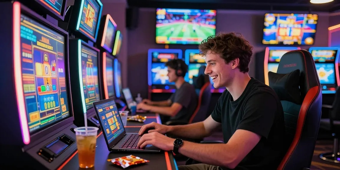 Exciting virtual casino scene highlighting Situs Resmi Dominobet gaming experience.