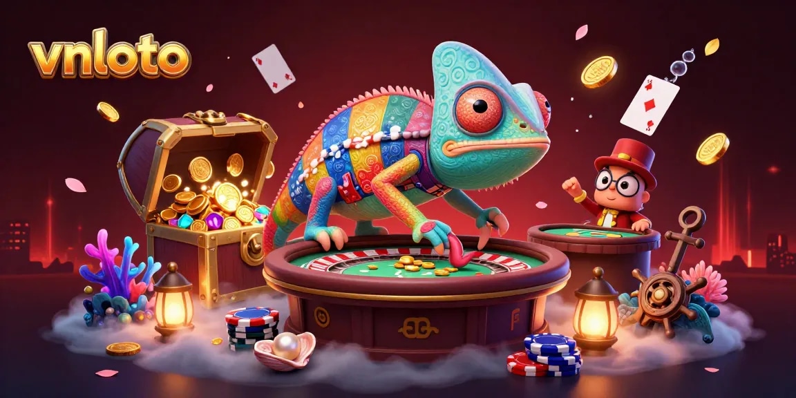 Experience the vibrant thrill of vnloto with our chameleon casino owner amid a treasure explosion.