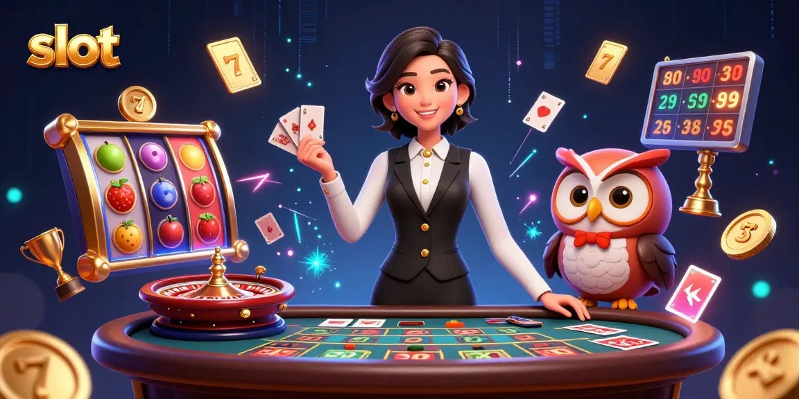 Engaging scene of slot games featuring a dealer with 3D gameplay elements and vibrant casino atmosphere.