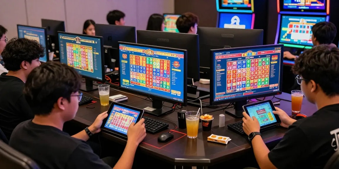 Engaging scene of players enjoying Pasaran Togel Terlengkap in a vibrant online gambling environment, showcasing excitement and community.