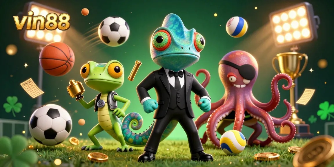 Bet on vin88 with engaging colorful characters highlighting thrilling online gaming.