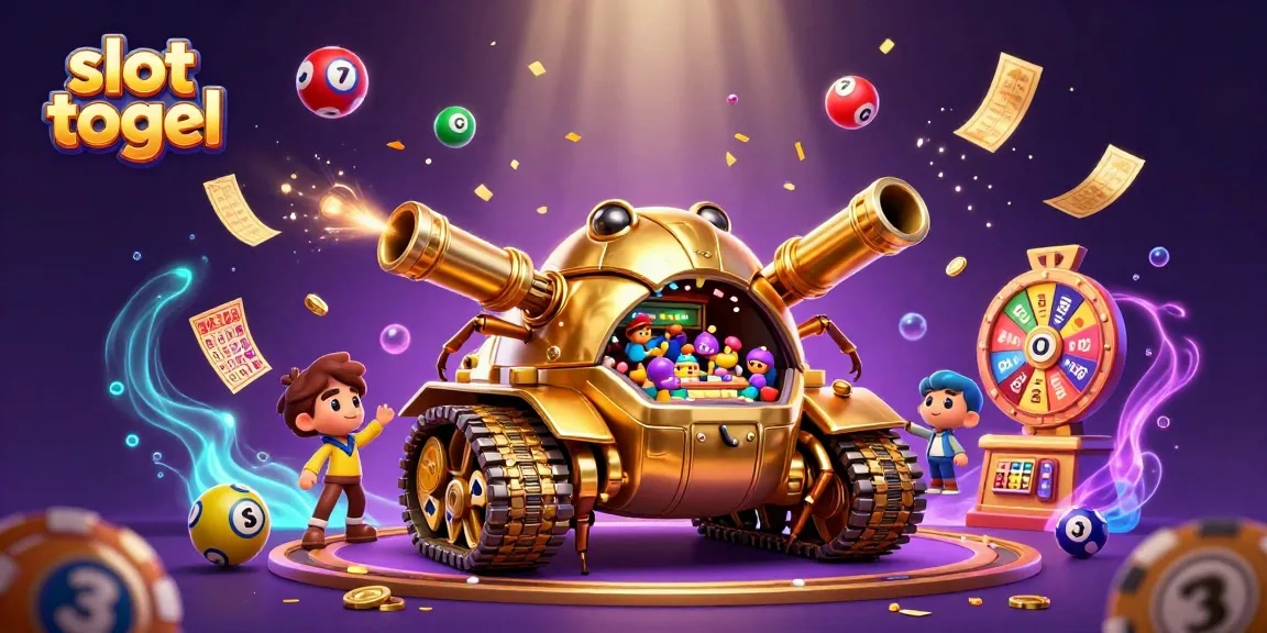 Experience the thrill of slot togel with vibrant lottery balls and a mini casino inside a golden beetle tank.