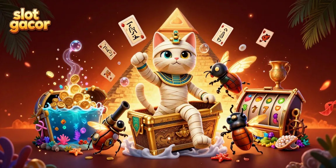 Slot gacor dengan kucing mumi dan elemen hi-tech di kasino pyramid yang memukau.