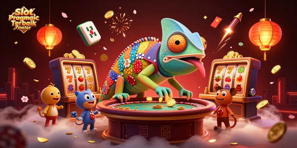 Experience the thrill of Slot Pragmatic Terbaik 7meter with this vibrant 3D casino illustration.