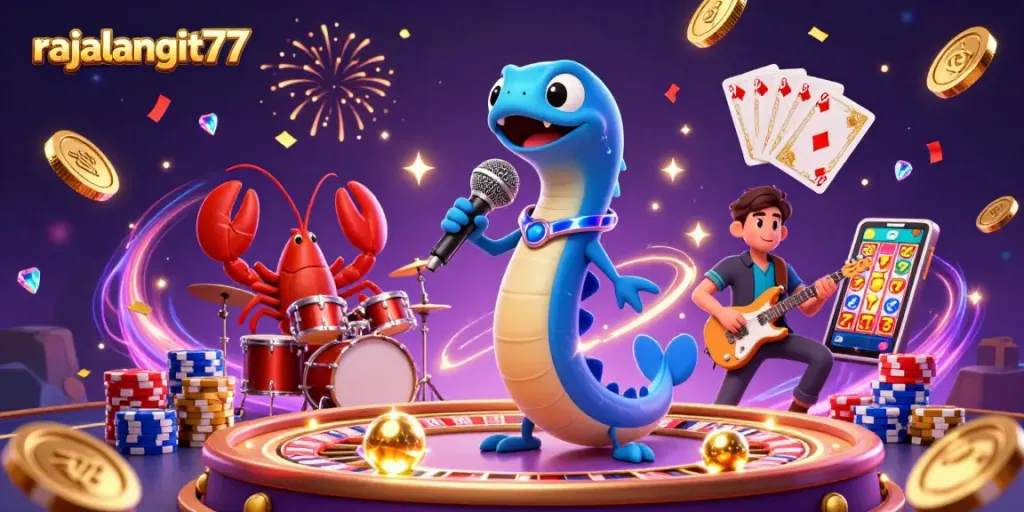 Engage with rajalangit77 at an underwater casino with vibrant characters and dynamic actions.