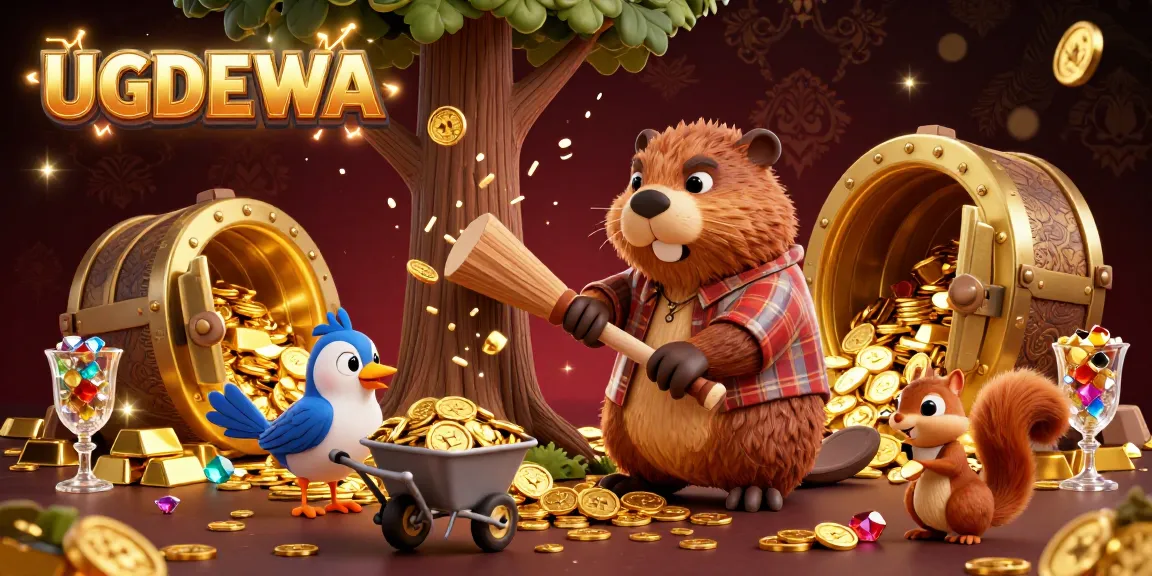 Experience rewarding moments at UGDEWA with vibrant golden coins raining down, celebrating big wins.