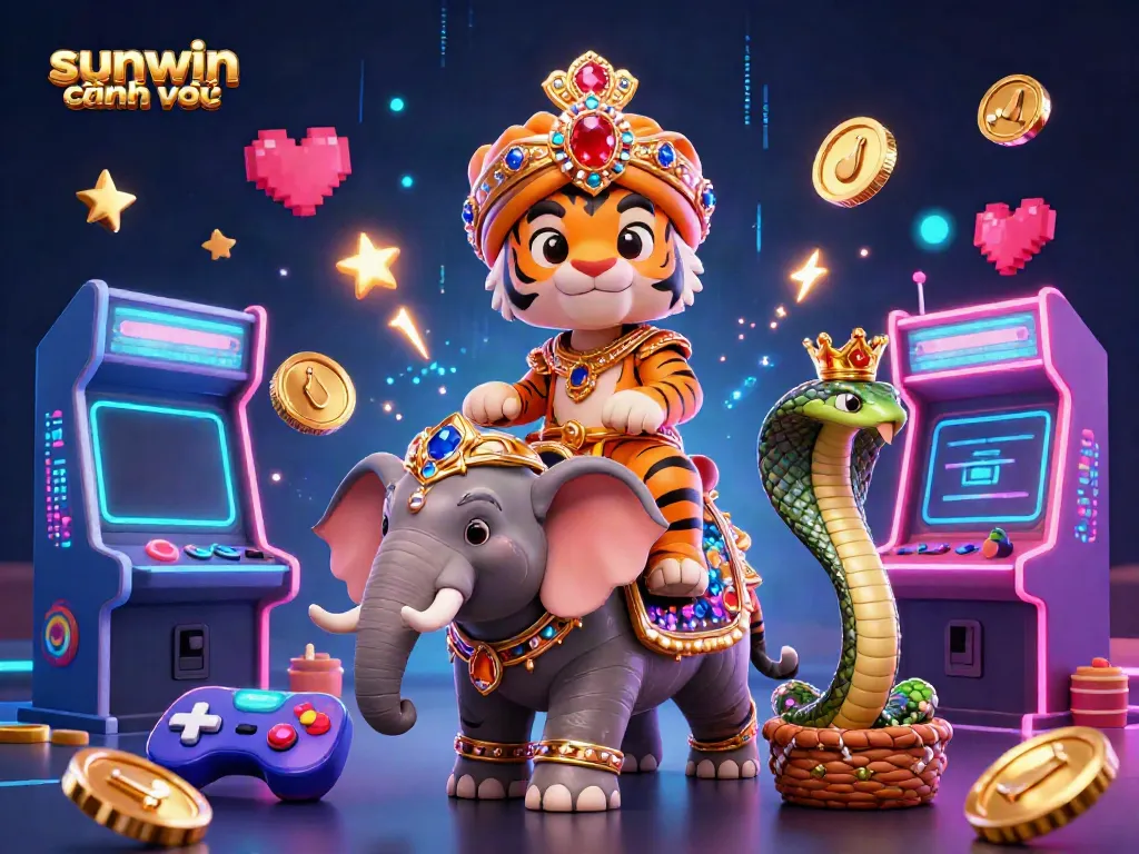 Experience the vibrant world of sunwin chính thức, with animated casino characters and games in action.