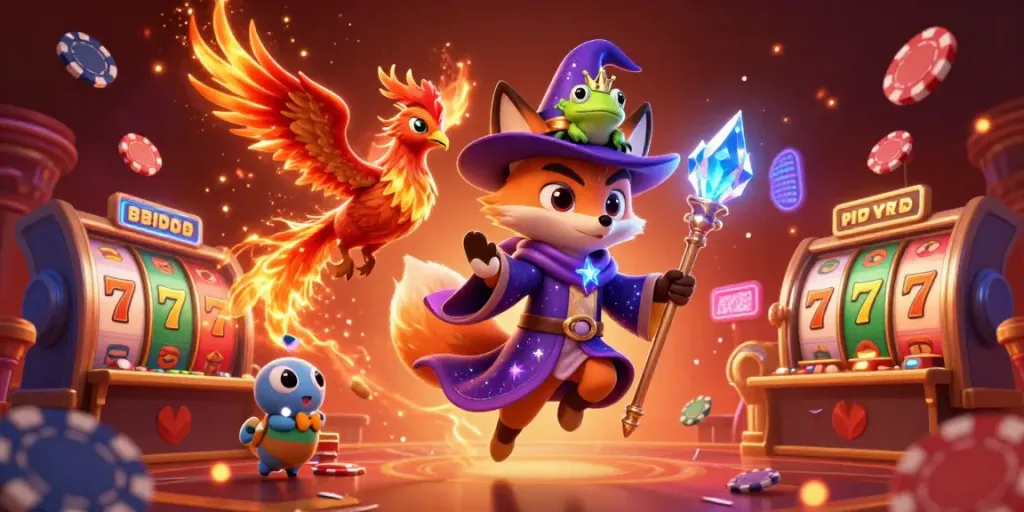 Experience excitement with 13butsu as the wizard fox and phoenix illuminate the casino realm.