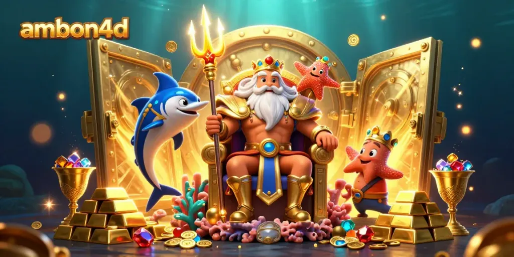 Experience thrilling gaming adventures with ambon4d in a vibrant underwater treasure scene.