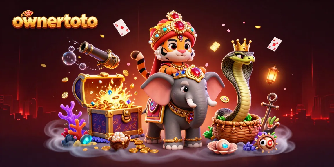 Roda keberuntungan yang berputar di ownertoto dengan harimau dan gajah berhiaskan permata.