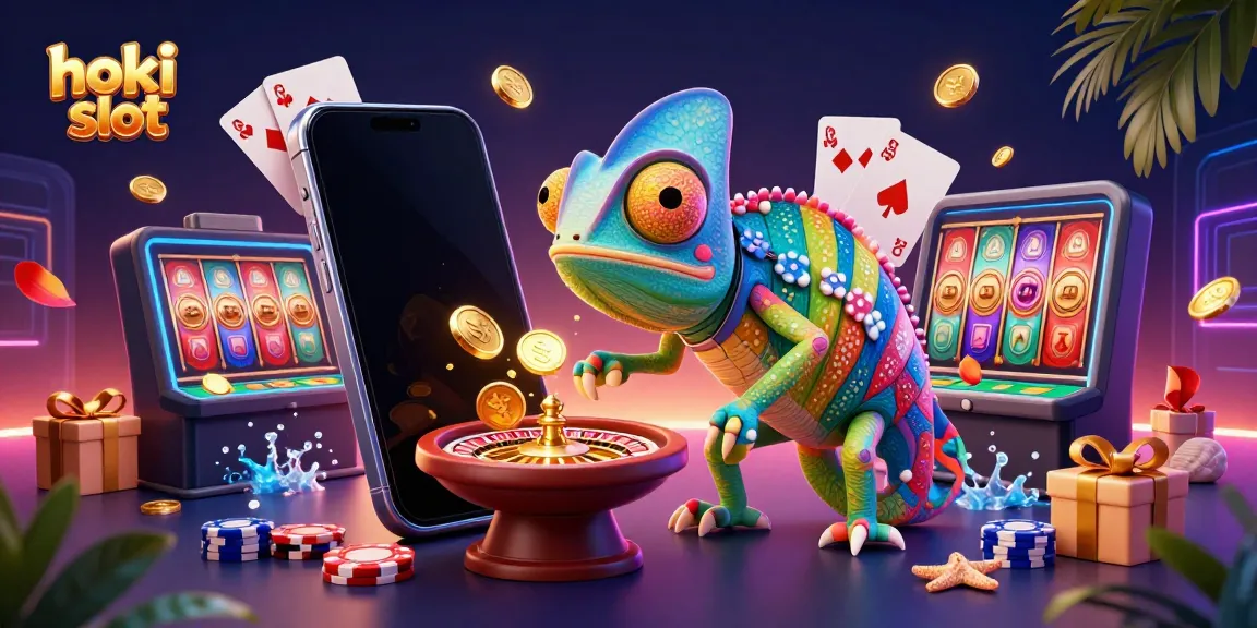 Permainan hoki slot yang menarik dengan chameleon kasino dan elemen permainan, menyenangkan untuk dilihat.