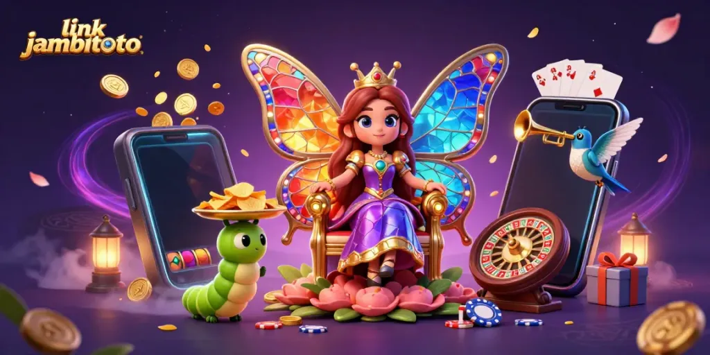 Spin winning reels with the enchanting link jambitoto illustrated in a magical casino scene.