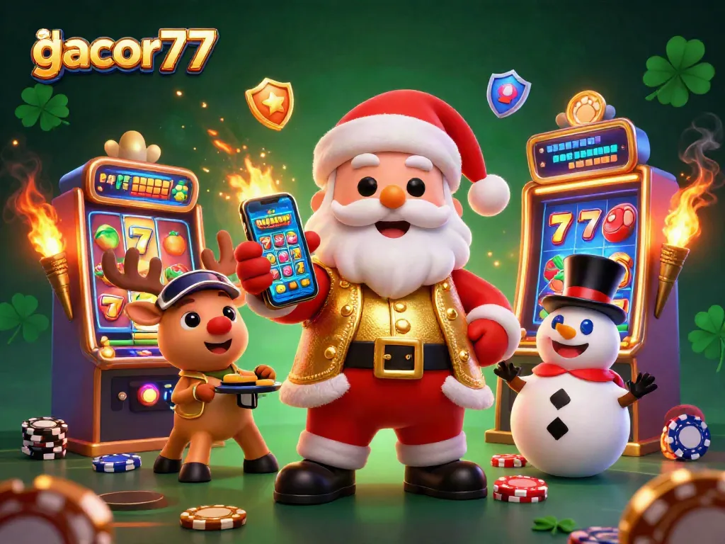 Gacor77 menghibur pemain dengan Santa, rusa dan salju dalam dunia kasino.