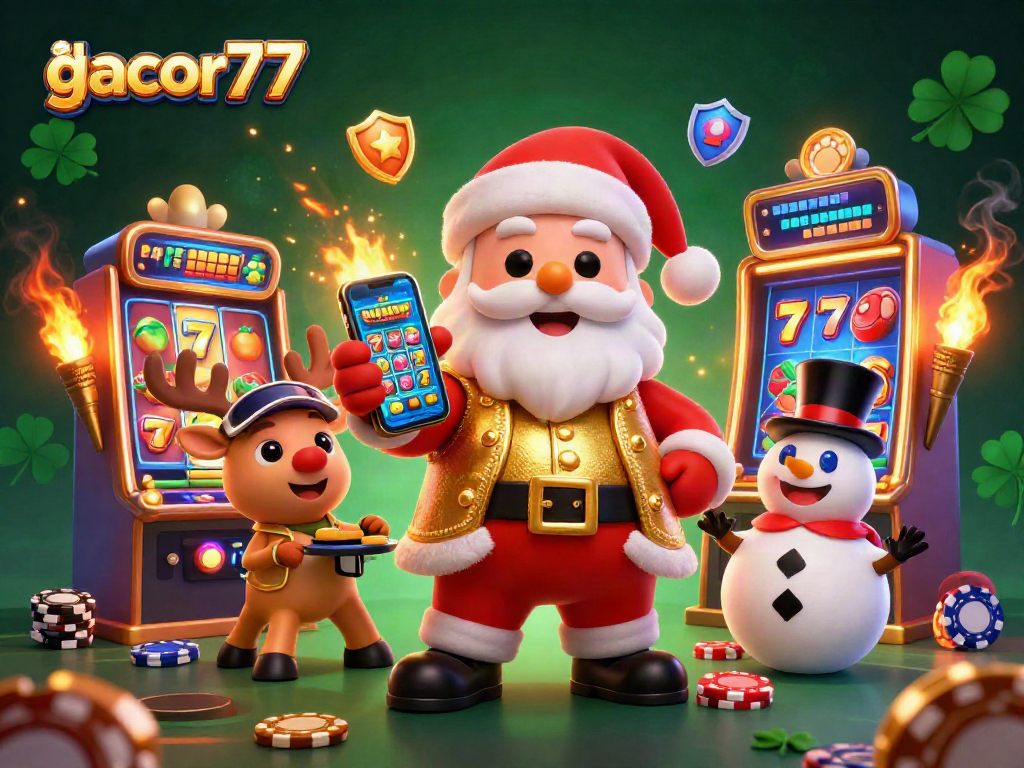 Gacor77 menghibur pemain dengan Santa, rusa dan salju dalam dunia kasino.