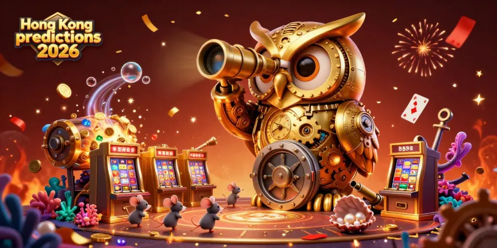 Prediksi Hong Kong 2026 dalam ilustrasi 3D kasino yang menghibur dengan simbol permainan dan elemen yang ceria.