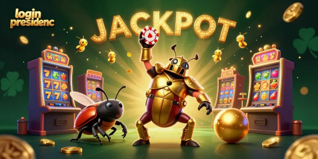 Play slots and win big at login presidencc with this vibrant casino-themed illustration.