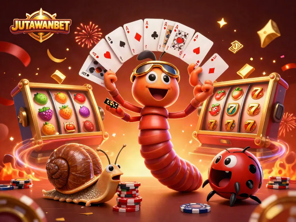 Experience top-tier gambling excitement with JUTAWANBET in a vibrant, festive casino scene.