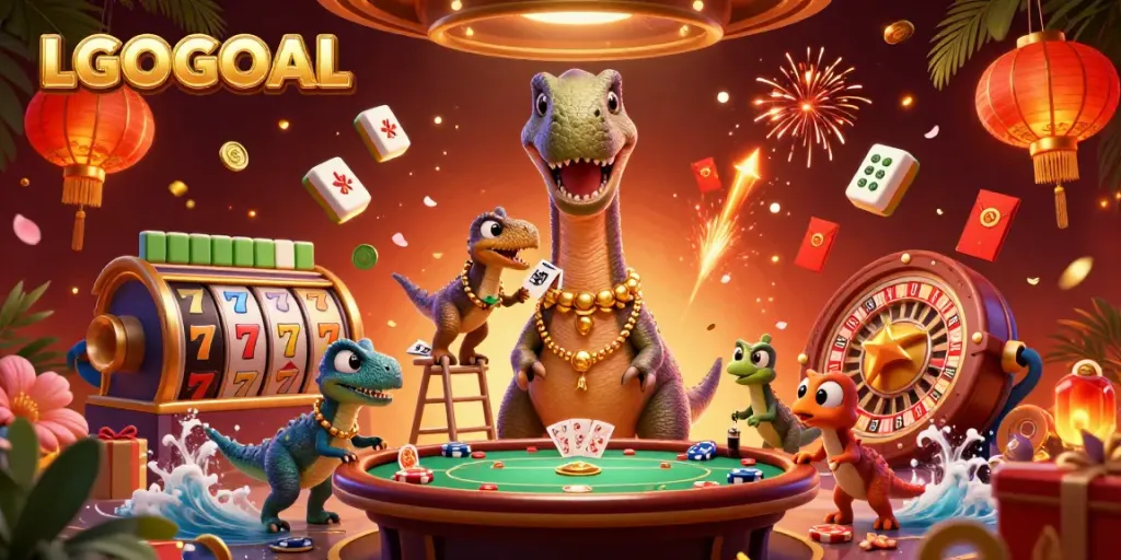Experience the excitement of LGOGOAL with vibrant scenes of casino action and characters.