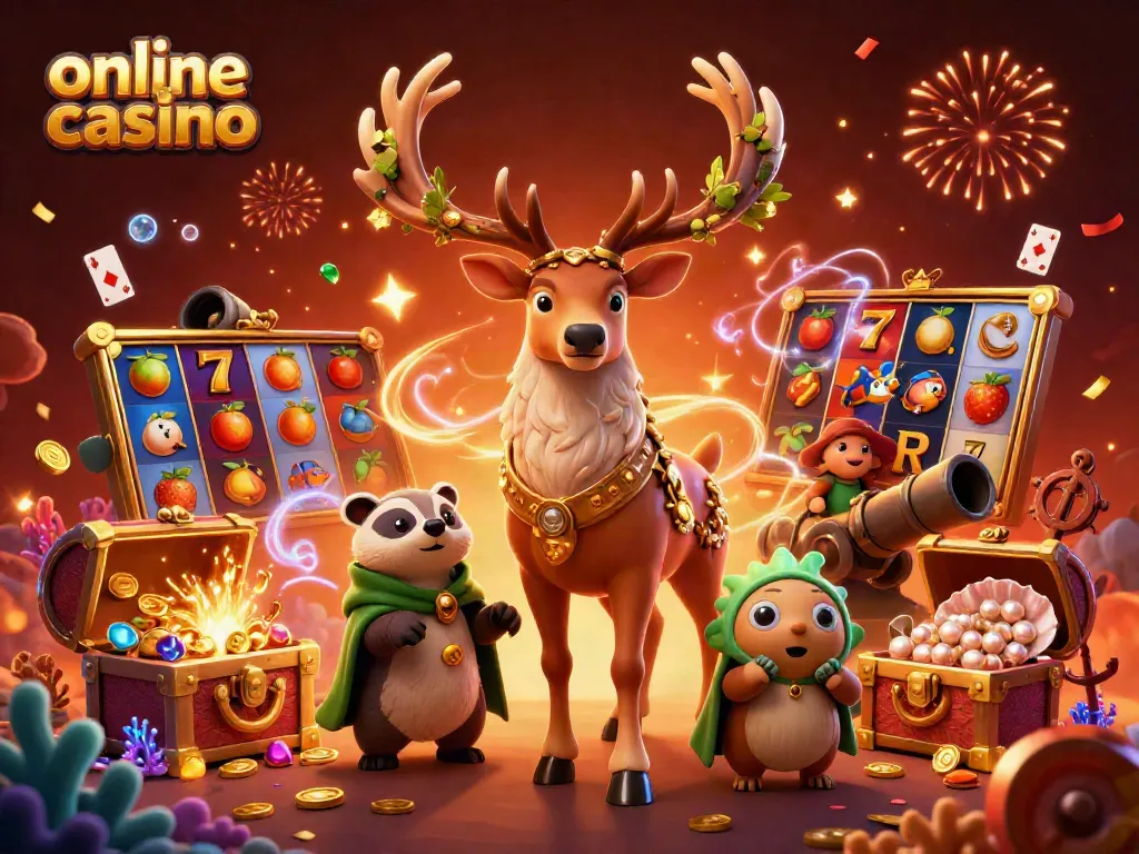 Engage in the vibrant world of online casino games with colorful characters and immersive elements.