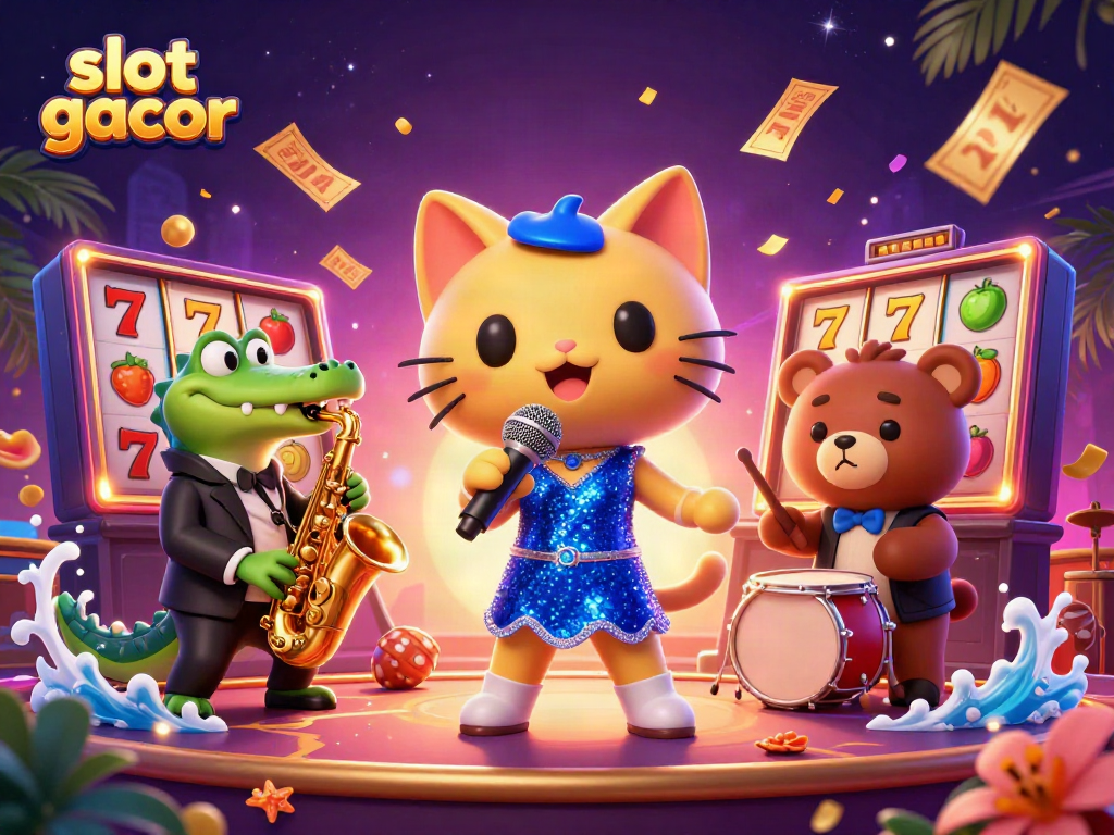 Menangkan slot gacor dengan penyanyi kucing jazzy dan karakter lucu dalam ilustrasi menarik.