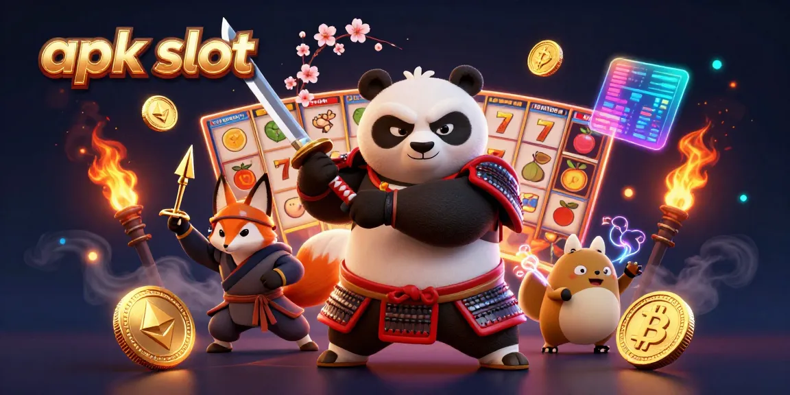 Memenangkan jackpot di apk slot dengan panda samurai dan ninja rubah.