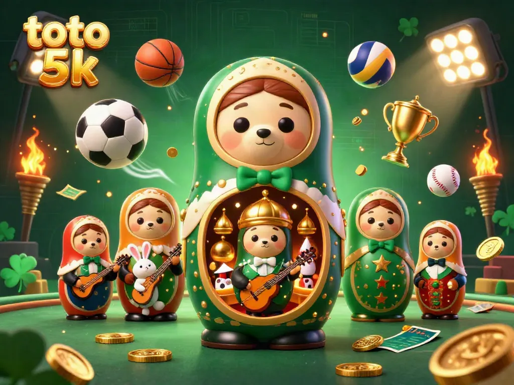 Engage in thrilling gaming with toto 5k, featuring an ensemble of casino-inspired characters and festive elements.