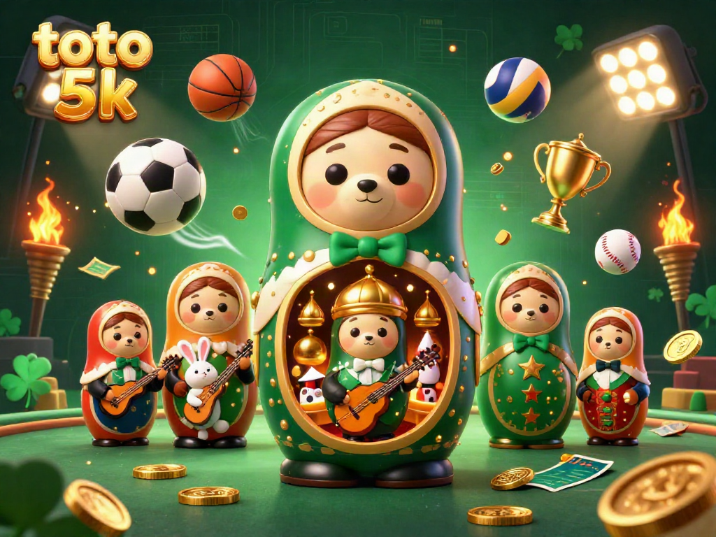 Engage in thrilling gaming with toto 5k, featuring an ensemble of casino-inspired characters and festive elements.