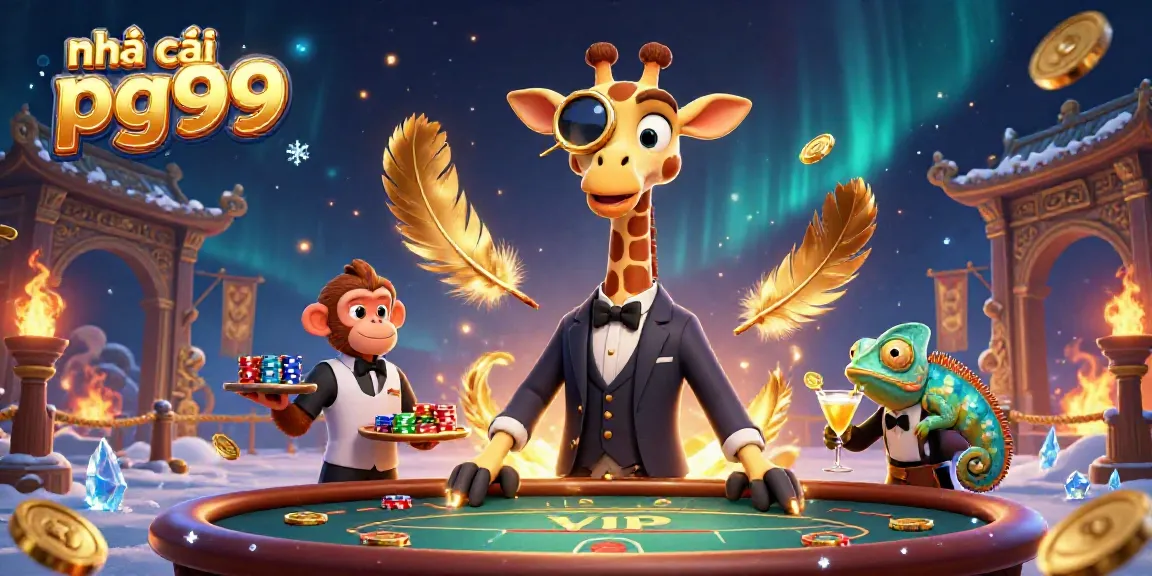 Experience excitement at nhà cái pg99 with vibrant 3D casino characters celebrating wins around a poker table.
