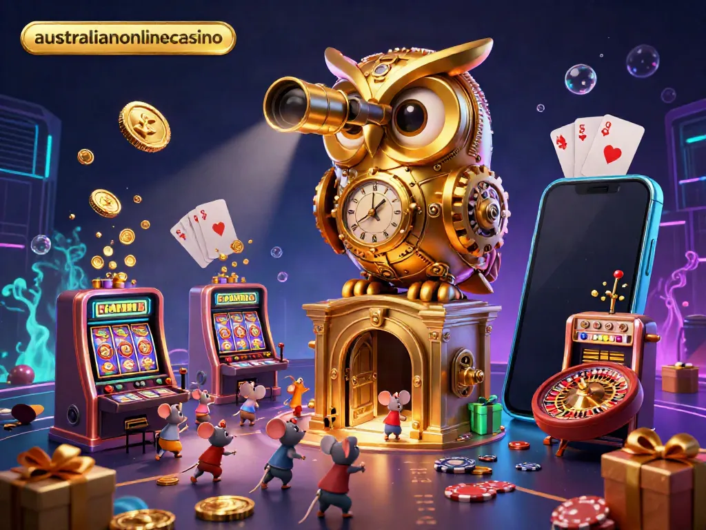 Experience the thrill of australianonlinecasino with lively characters amid vibrant casino games and golden rewards.