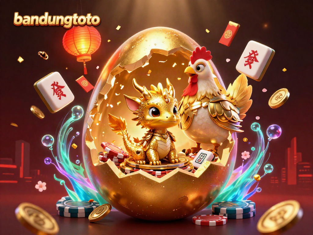 Experience the thrill of bandungtoto with a golden dragon and poker chips in a vibrant casino scene.