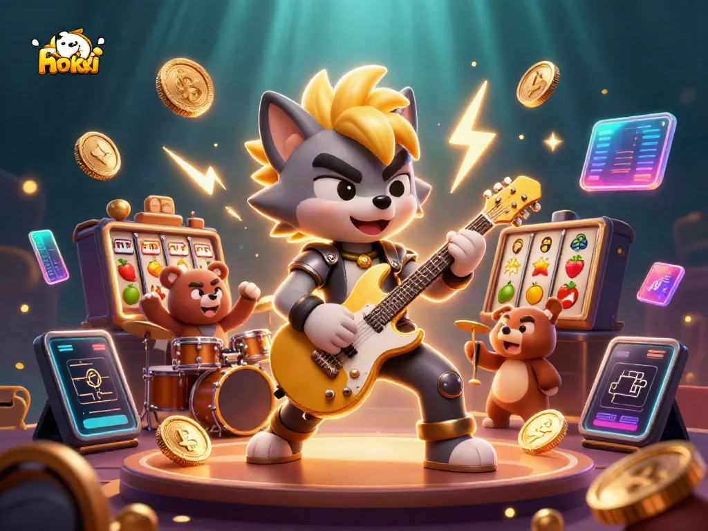 Bermain slot gacor di DORAHOKI dengan simbol keberuntungan di sekelilingnya.