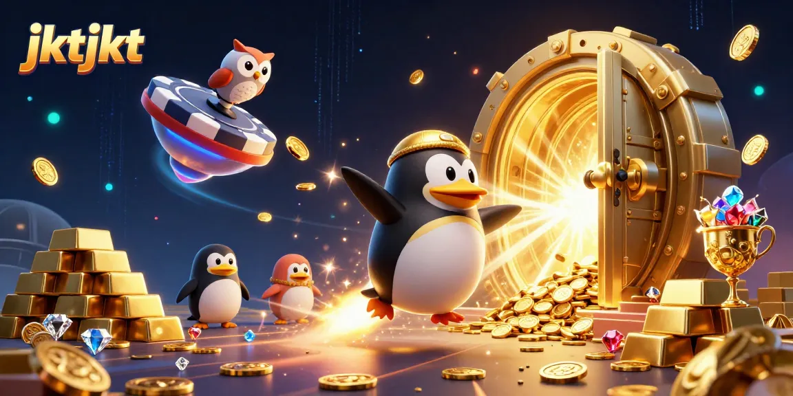 jktjkt memicu kemenangan besar dengan penguin emas dan koin berkilauan di kasino luar angkasa.