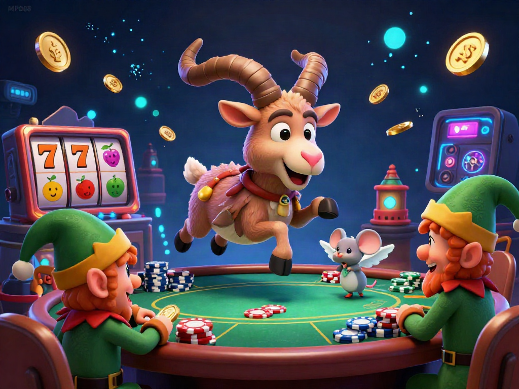 Engage in festive gaming thrills with MPO08's lively casino featuring Krampus and playful characters.