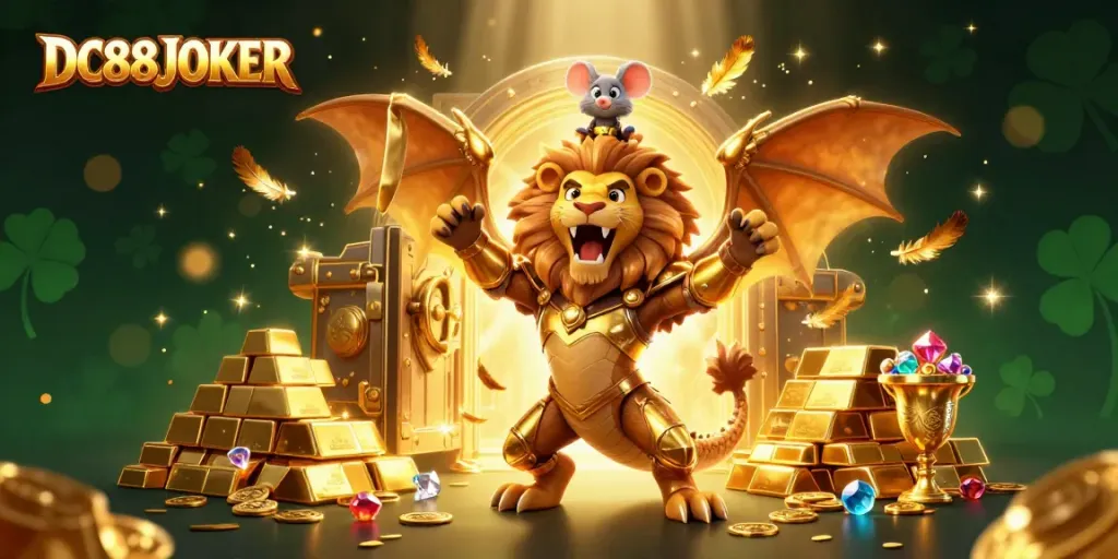 Engage with DC88JOKER in a golden treasure realm showcasing excitement and wealth.