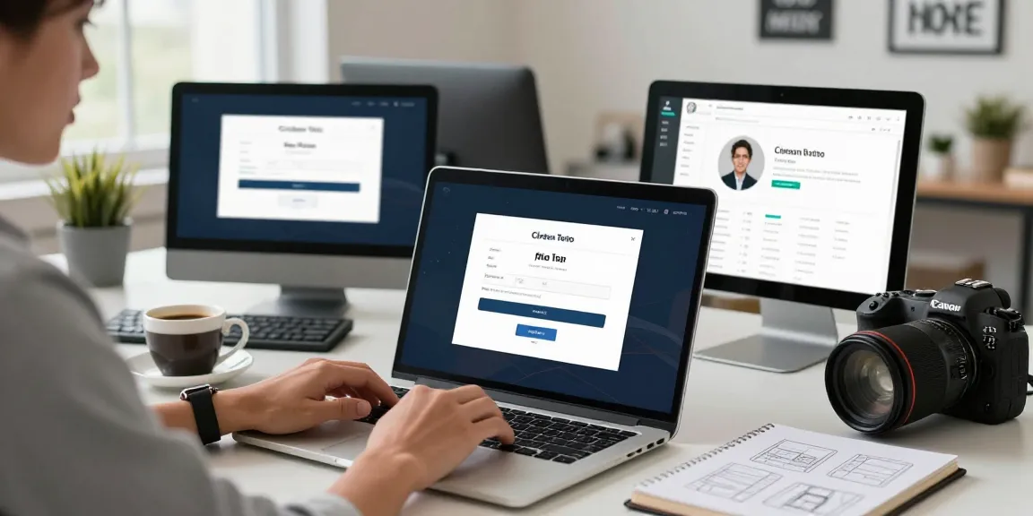 Pengguna masuk ke platform cirebontoto login di laptop, lingkungan kantor modern.