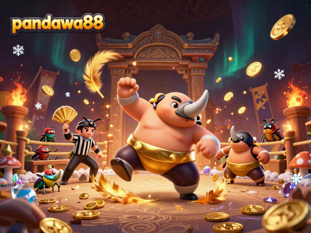 Pandawa88, juara sumo kepiting dalam pertarungan berhadiah dengan koin terbang dan efek api.